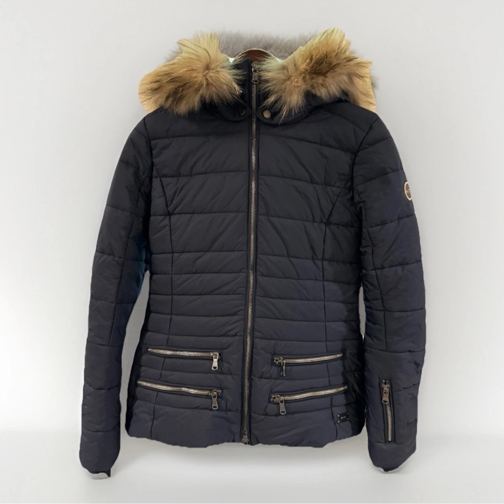 MDC Blue Quilted Fur Collar Women’s Ski Jacket Size 38